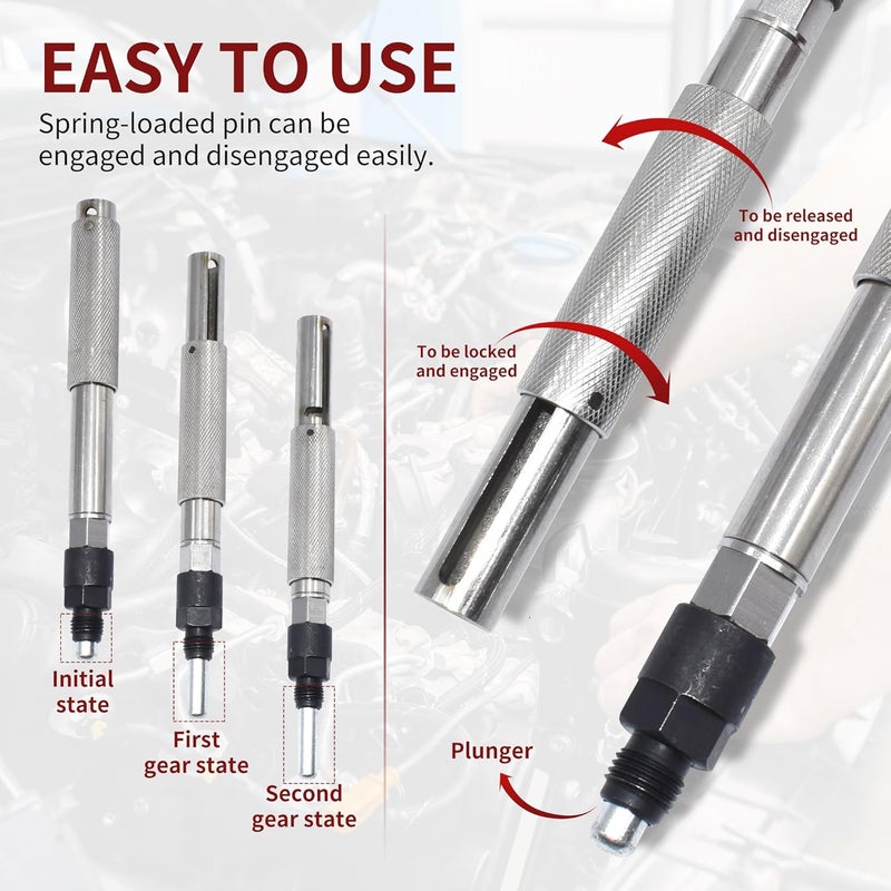 Yuesstloo 3PCS J-42083 Automatic Timing Pin + 9U-7227 Injector Height Adjustment Gauge Tool + J-38587-A Engine Barring Socket, Compatible with Caterpillar 3406E C-15 C-16 - Image 5